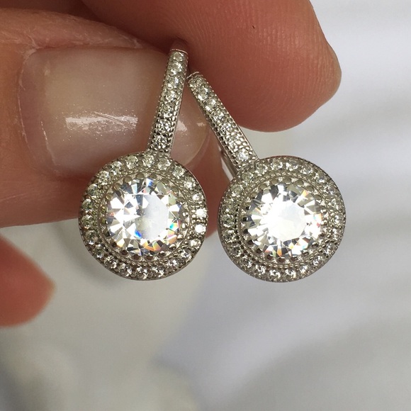 New!  Sterling silver & cubic zirconia earrings - Picture 2 of 6